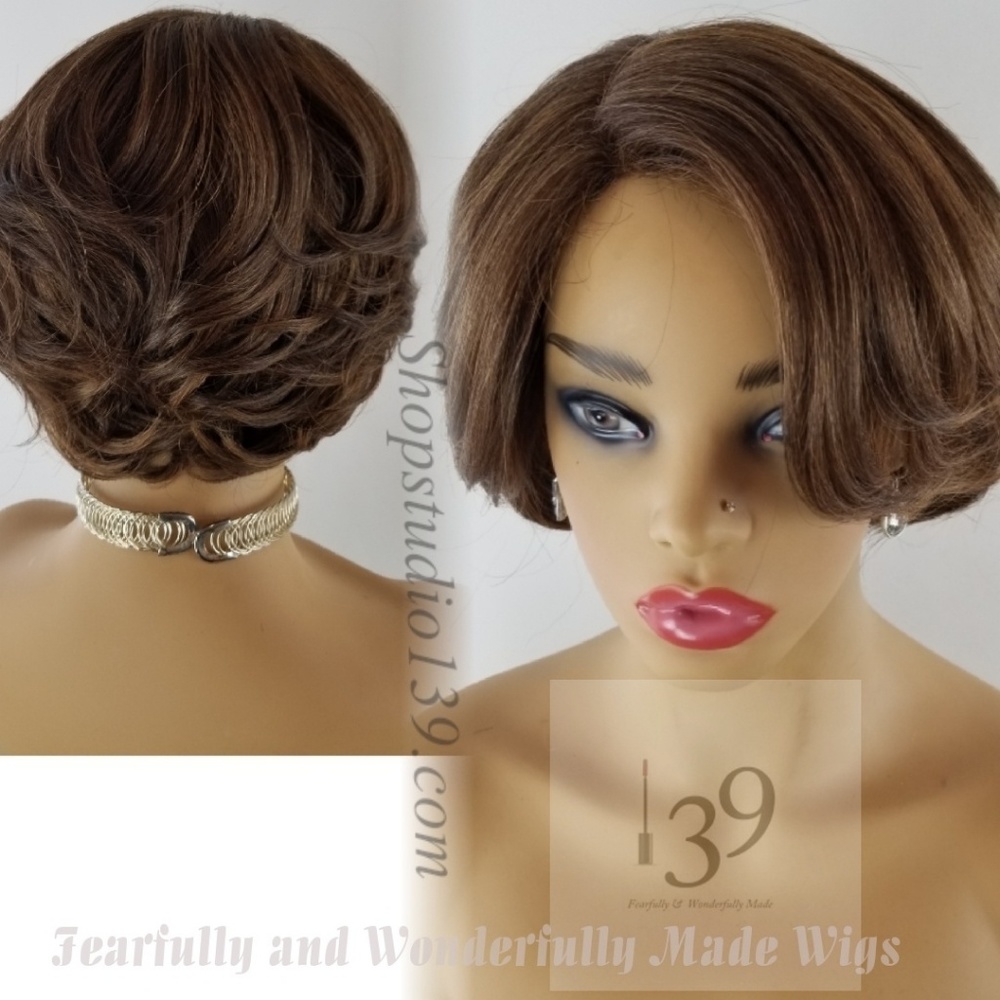 Sexy human hair Bob cut mon lace wig with side par - Picture 1 of 4